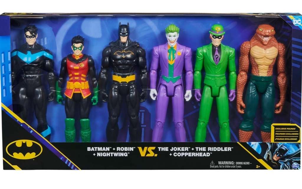 DC Comics, Batman 6-Pack | Batman, Robin, Nightwing, The Joker, The Riddler, Copperhead | 30-cm Action Figures (£2.11 per figure)