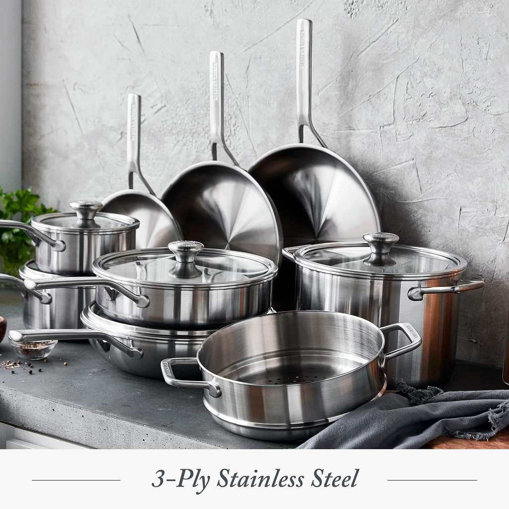 Merten & Storck Tri-Ply Stainless Steel 14-Piece Cookware Set (Open Box) with code. Sold by Home of Brands