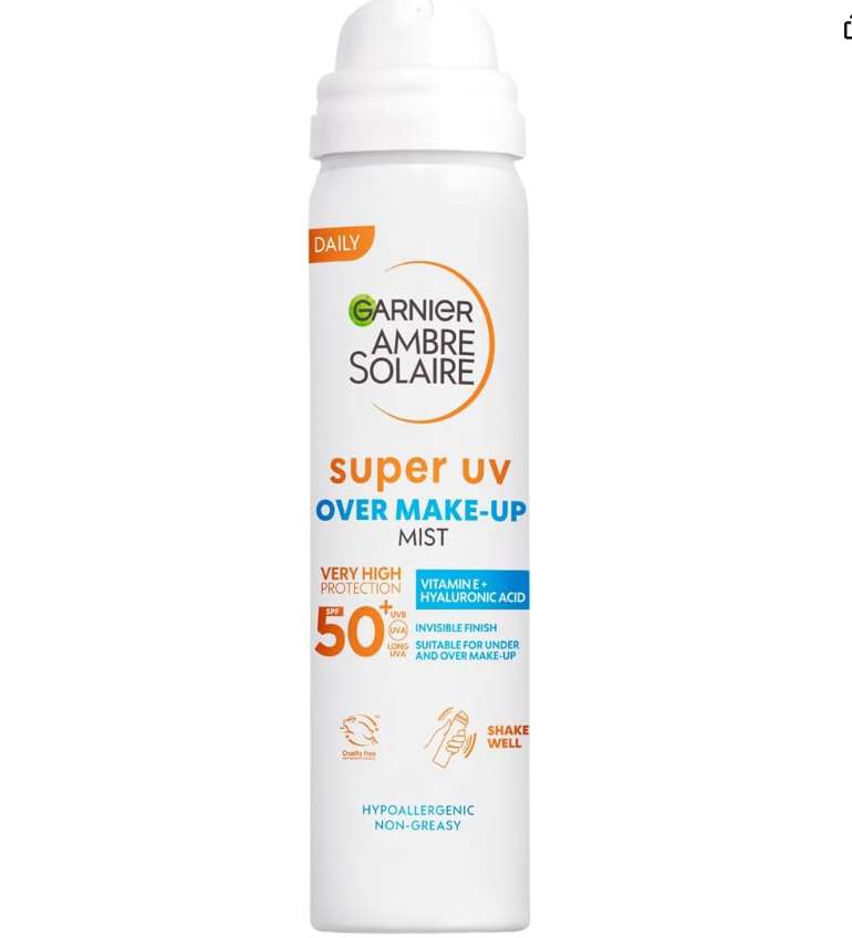 Garnier Ambre Solaire Sun Protection Over Makeup, Non-Greasy + Lightweight, Hyaluronic Acid, SPF50, 75ml Prime Day Exclusive