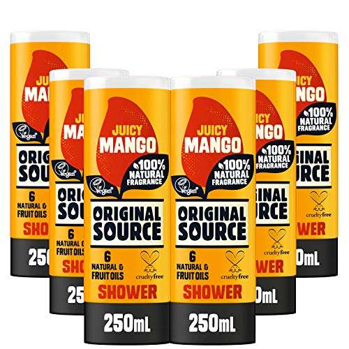Original Source Mango Shower Gel, Vegan, Paraben Free, Bulk Buy, Pack of 6 x 250 ml - 4 fragrances raspberry vanilla - £5.10 - £5.70 w/s&s