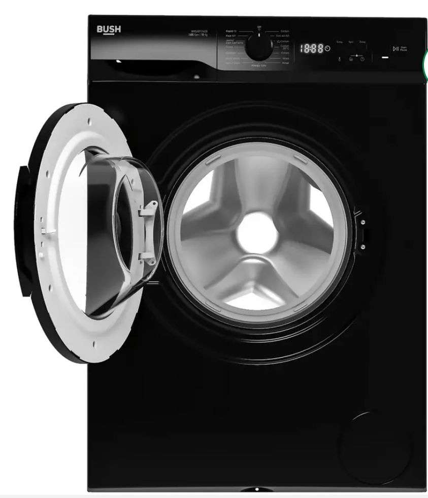 Bush WMSAB1014EB 10KG 1400 Spin Washing Machine - Black with code