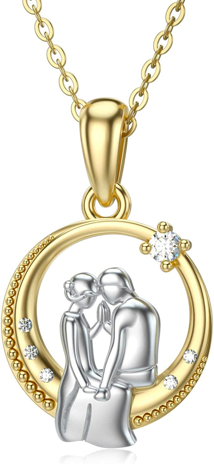10k 14k 18k Gold Couple Necklace Women's Solid Gold Couple Necklace, Valentine's Day/Birthday/Anniversary/Wedding Lover Necklace Jewelry