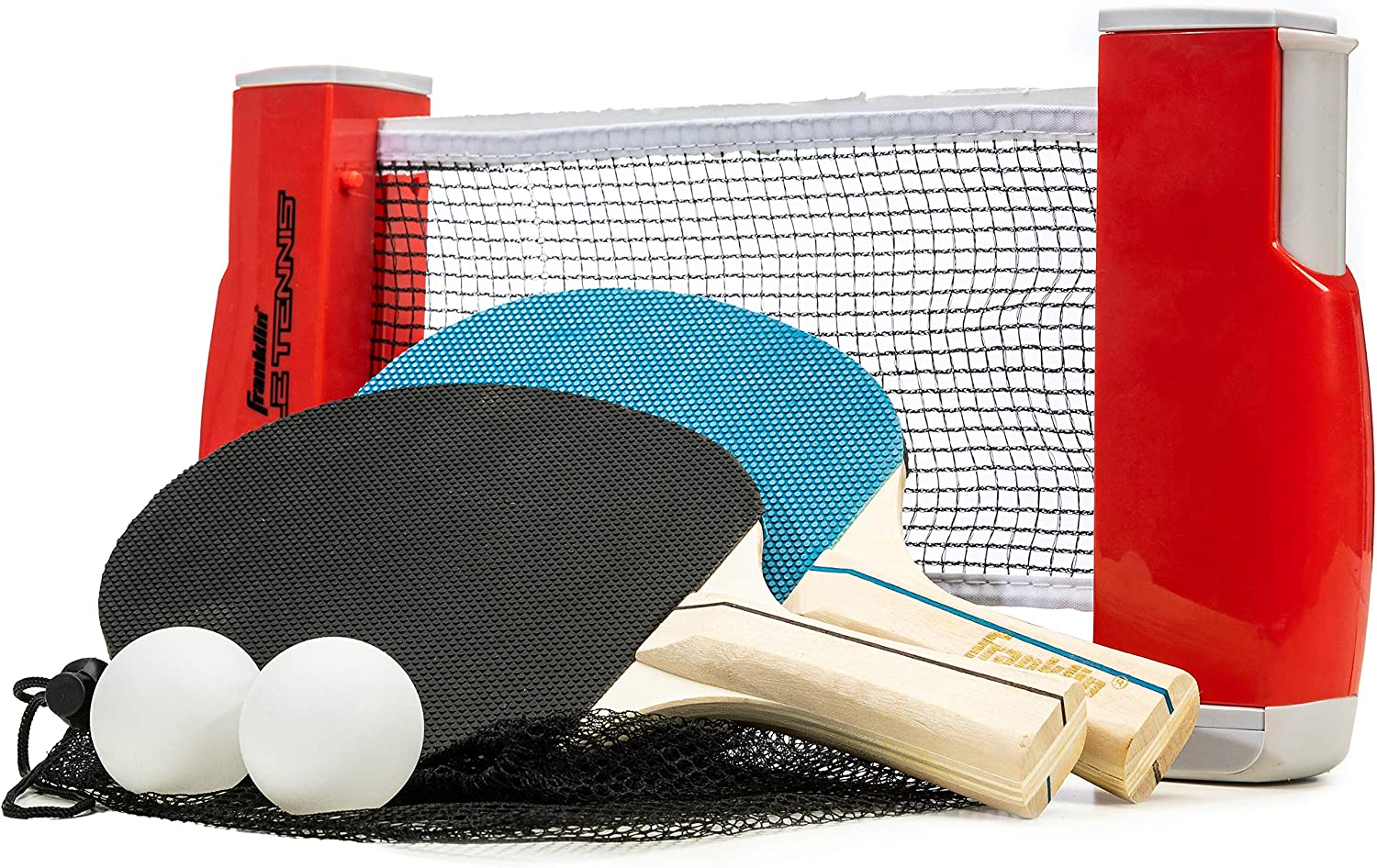 Franklin Sports Table Tennis to Go Portable Ping Pong Set - Table Top Ping Pong Net + (2) Paddles - Ping Pong Balls Included - 2 Players