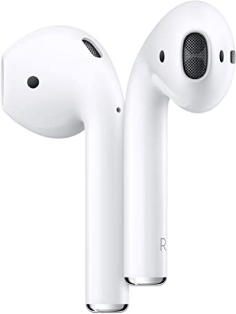 Apple AirPods (2nd generation) wireless earbuds with Lightning charging case. Over 24 hours of battery life and easy installation. iPhone Bluetooth Headset