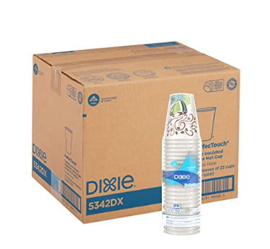 Dixie PerfecTouch 12 oz Insulated Paper Hot Coffee Mugs, GP PRO (Georgia Pacific), Coffee Haze, 5342DX, 500 Pieces (25 Cups per Set, 20 per Case)