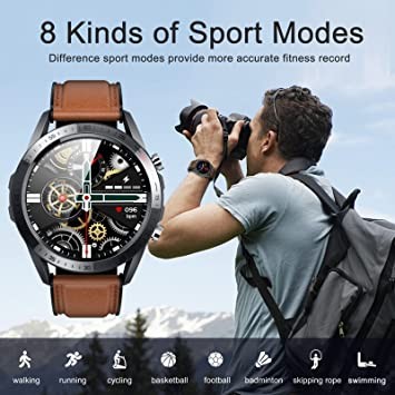 Fokecci Smart Watch for Android iOS Phone, Waterproof Fitness Tracker Watch Adult Men's Women's Sports Smart Watch with Calories Distance Steps Heart Rate Sleep Monitor (Black)
